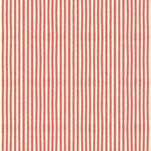 Micro Seersucker Stripes Hand-Drawn Textured Classic Summer Beach Style - Crustacean Red