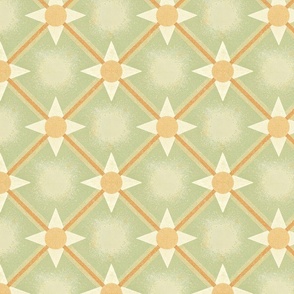 Sage green abstract minimal pattern of stars and stripes