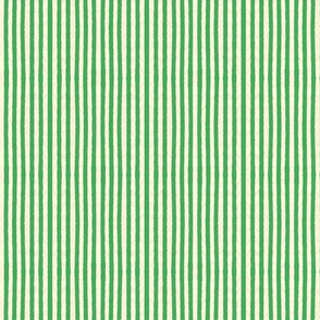 Micro Seersucker Stripes Hand-Drawn Textured Classic Summer Beach Style - Green 