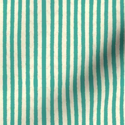 Micro Seersucker Stripes Hand-Drawn Textured Classic Summer Beach Style - Teal