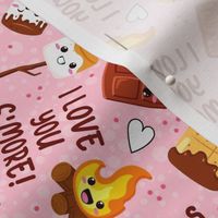 Large Scale I Love You S'More! Summer Campfire Kawaii Face Smores on Pink