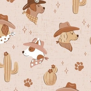 Cowboy Dogs western theme childrens design with cacti and paw prints, gender neutral colors MEDIUM