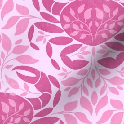 Crab and leaves in pink
