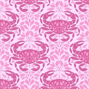 Crab and leaves in pink