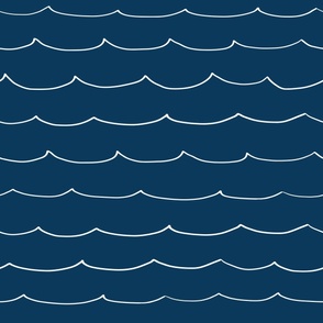 Large - Waves Crashing in the Ocean on Navy Blue