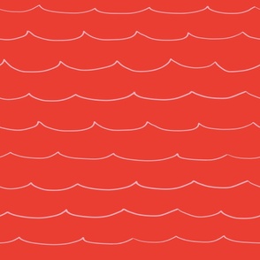 Large - Waves Crashing in the Ocean on Scarlet Red