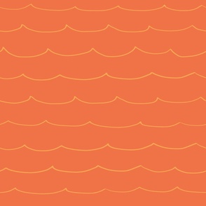 Large - Waves Crashing in the Ocean on Tangerine Orange