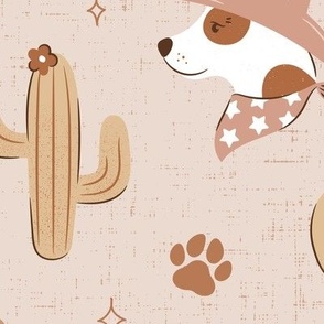 Cowboy Dogs western theme childrens design with cacti and paw prints, gender neutral colors LARGE