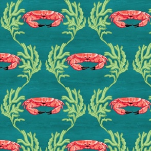 Crabs from the front and Bladderwrack on teal