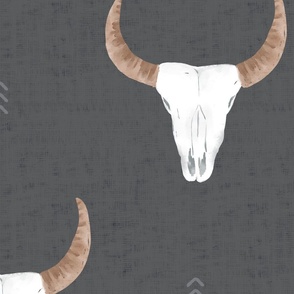 Southwestern Cow Skulls in Rustic Black Wallpaper (Jumbo)