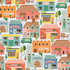 A Book Lover's Town Repeat - Light Grey Background