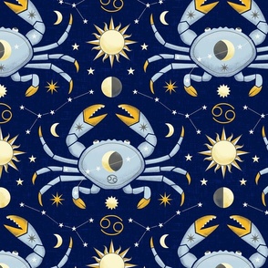 (M) Celestial dreams - Ruled by the moon cancer zodiac sign dark blue