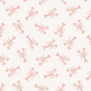 Playful lobsters_ hand drawn pink red and cream_jumbo