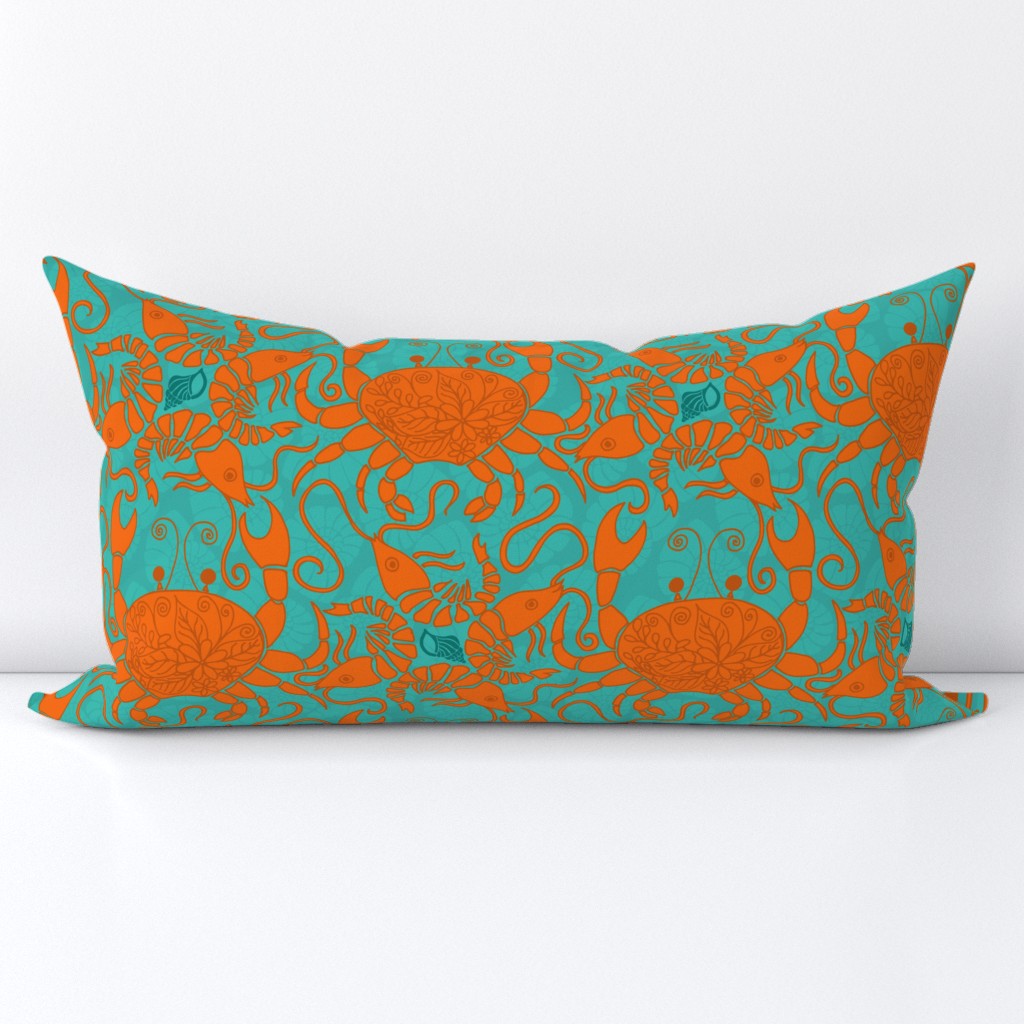 At the Sea Shore / Large Scale / Seafoam Teal Green and Orange Ombre