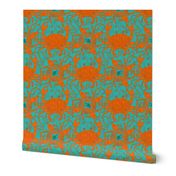 At the Sea Shore / Large Scale / Seafoam Teal Green and Orange Ombre