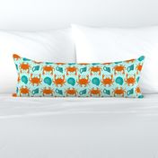 She Sells at the Sea Shore  / Large Scale / Mint Teal Aqua and Orange Ombre