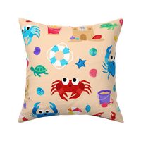 Large Crab Castles Cute Crabs and Sandcastles Tan