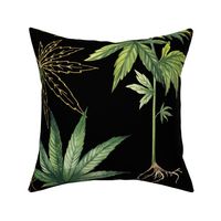 Marijuana Leaf on Black Fabric