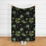 Marijuana Leaf on Black Fabric