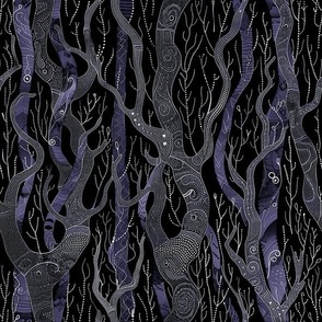 M lines and dots purple witches forest T354