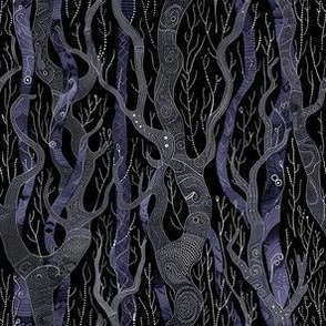 XS lines and dots purple witches forest T354