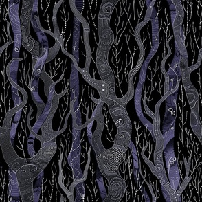 L lines and dots purple witches forest T354