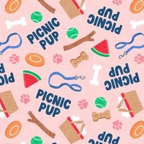 Picnic Pup - Dog Spring Summer Picnic - pink - LAD24