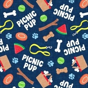 Picnic Pup - Dog Spring Summer Picnic - navy blue - LAD24
