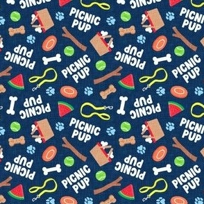 (small scale) Picnic Pup - Dog Spring Summer Picnic - navy blue - LAD24