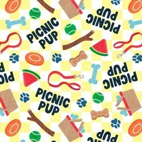 Picnic Pup - Dog Spring Summer Picnic - yellow check - LAD24