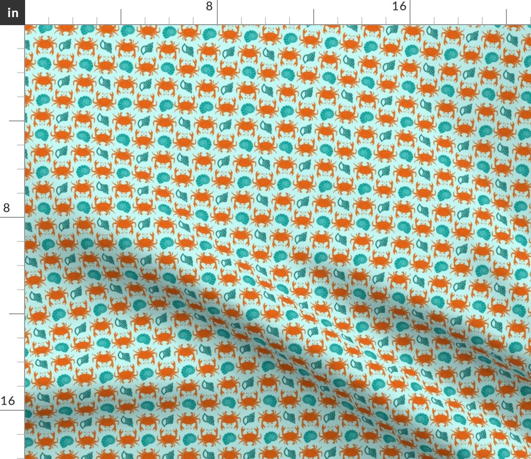 She Sells at the Sea Shore  / Small Scale / Mint Teal Aqua and Orange Ombre