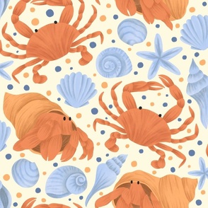 Crustacean Fest! Crabs, Seashells & Hermit Crabs on a Sandy Beach | Medium
