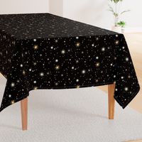 Starry Night Sky with bright stars / medium scale black gold cream gray