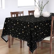 Starry Night Sky with bright stars / medium scale black gold cream gray