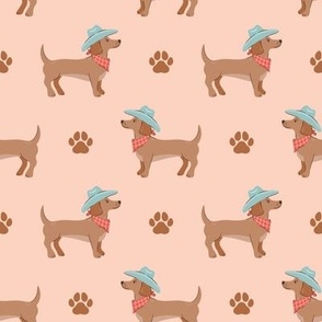 Cowboy Dogs western theme childrens design sausage dog, daschund SMALL