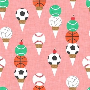 Sports Ice-Cream Cones - Soccer/Basketball/Tennis/Volleyball/Baseball - pink - LAD24