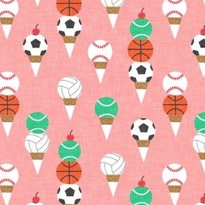 (small scale) Sports Ice-Cream Cones - Soccer/Basketball/Tennis/Volleyball/Baseball - pink - LAD24