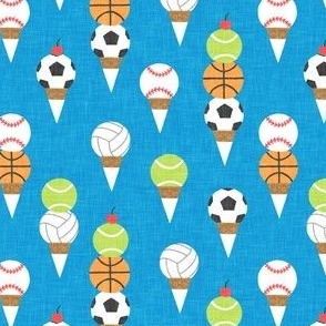 (small scale) Sports Ice-Cream Cones - Soccer/Basketball/Tennis/Volleyball/Baseball - summer blue - LAD24