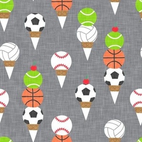 Sports Ice-Cream Cones - Soccer/Basketball/Tennis/Volleyball/Baseball - grey - LAD24