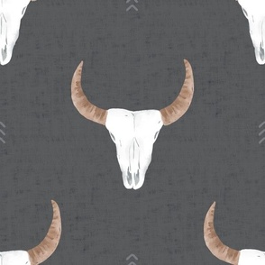 Southwestern Cow Skulls in Rustic Black Wallpaper (Medium)