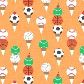(small scale) Sports Ice-Cream Cones - Soccer/Basketball/Tennis/Volleyball/Baseball - orange - LAD24