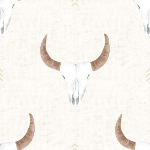 Southwestern Cow Skulls in Rustic Cream Wallpaper (Medium)