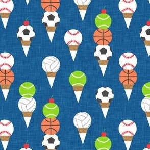 (small scale) Sports Ice-Cream Cones - Soccer/Basketball/Tennis/Volleyball/Baseball - dark blue - LAD24