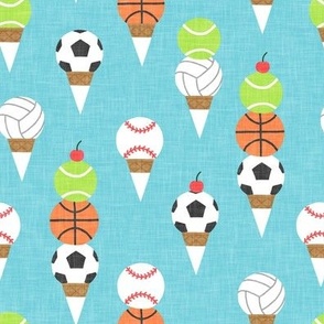 Sports Ice-Cream Cones - Soccer/Basketball/Tennis/Volleyball/Baseball - light blue - LAD24