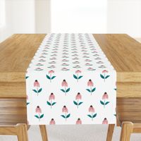 Contemporary Watercolor Coneflower Pattern in  Apricot, Orange with Teal, Turqoise leaves