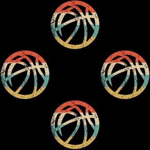 Basketball Icon Retro Basketball Repeating Pattern Black