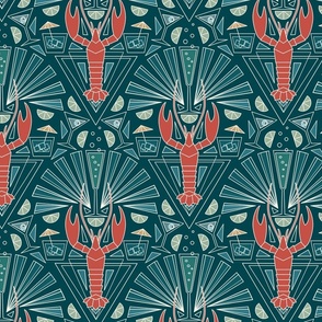 Lobster cocktail Art deco luxurious dining teal