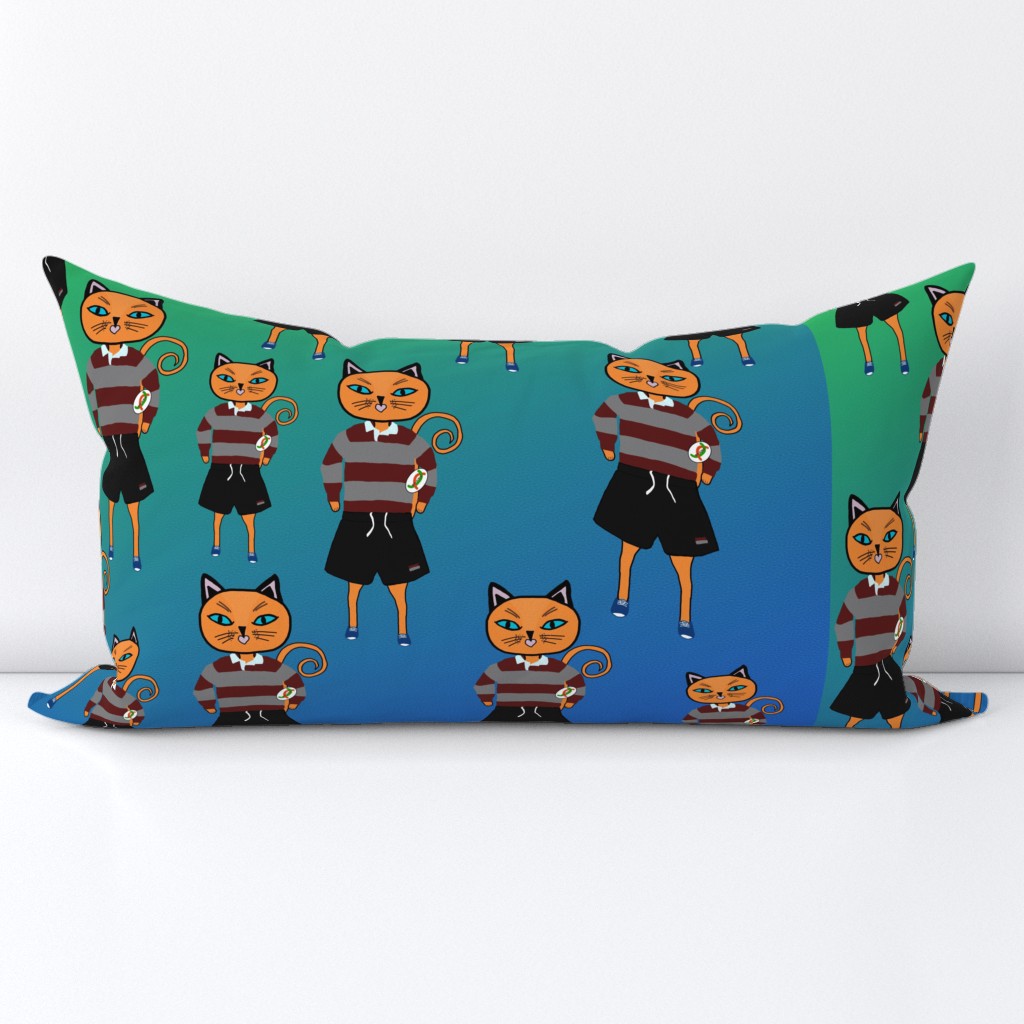 Rugby Kitty Housse de coussin lombaire | Spoonflower