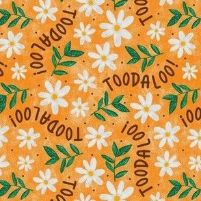 Medium Scale Toodaloo! Daisy Flowers on Marigold Orange