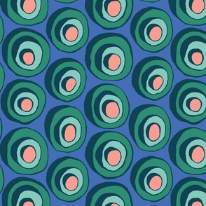 3D circle dots, green and blue